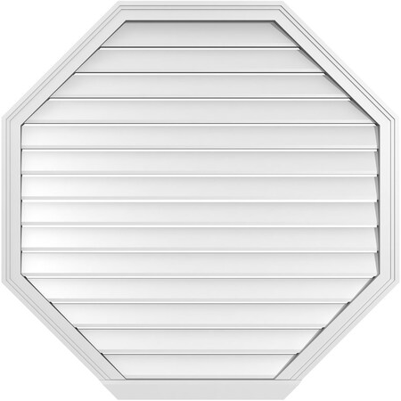 Ekena Millwork Octagonal Surface Mount PVC Gable Vent: Functional, w/ 2"W x 2"P Brickmould Sill Frame, 42"W x 42"H GVPOC42X4203SF